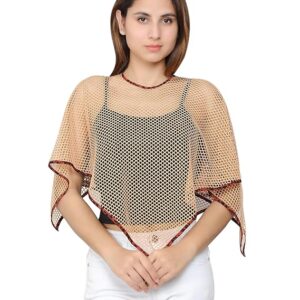 Dark Beige Stylish Net Poncho for Women's and Girl's